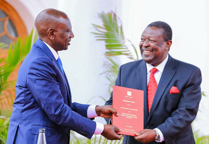 File Image of President William Ruto and Prime Cabinet Secretary Musalia Mudavadi.